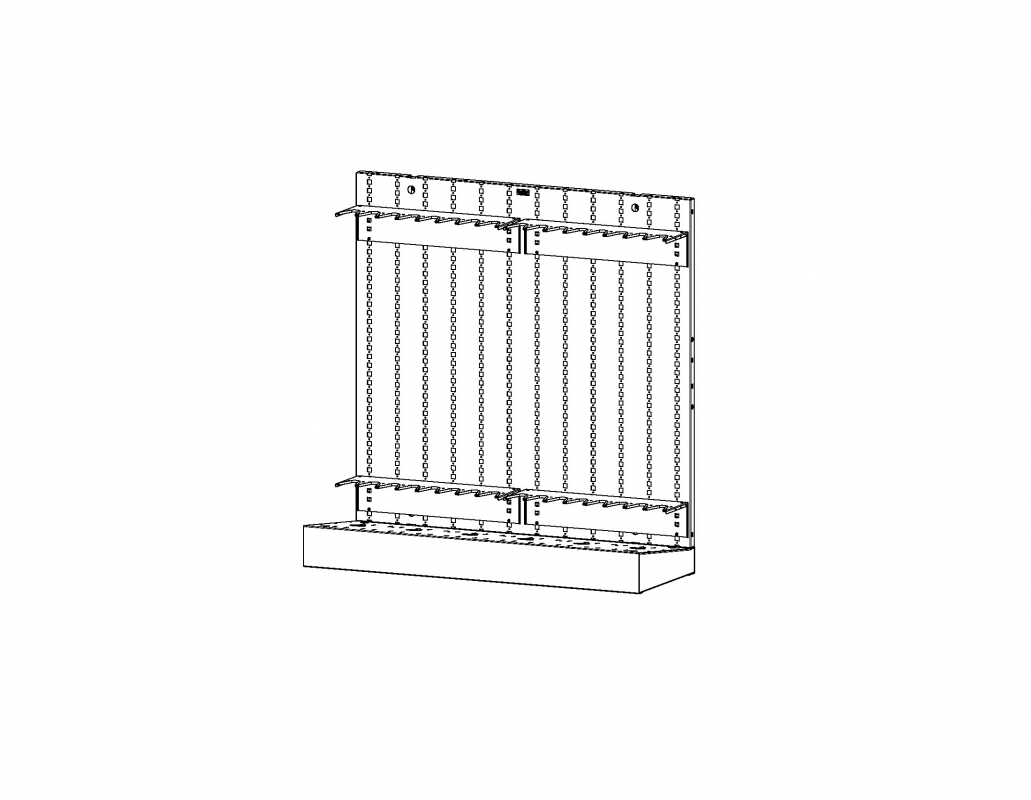 Universal Weapons Rack - M16, Store 16 M16 No Optics, UWR4243, (2) 7206, (2) 8408, (1) 6386